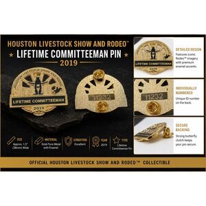 Houston Livestock Show and Rodeo 2019 Lifetime Committeeman Pin HLSR Gold Tone